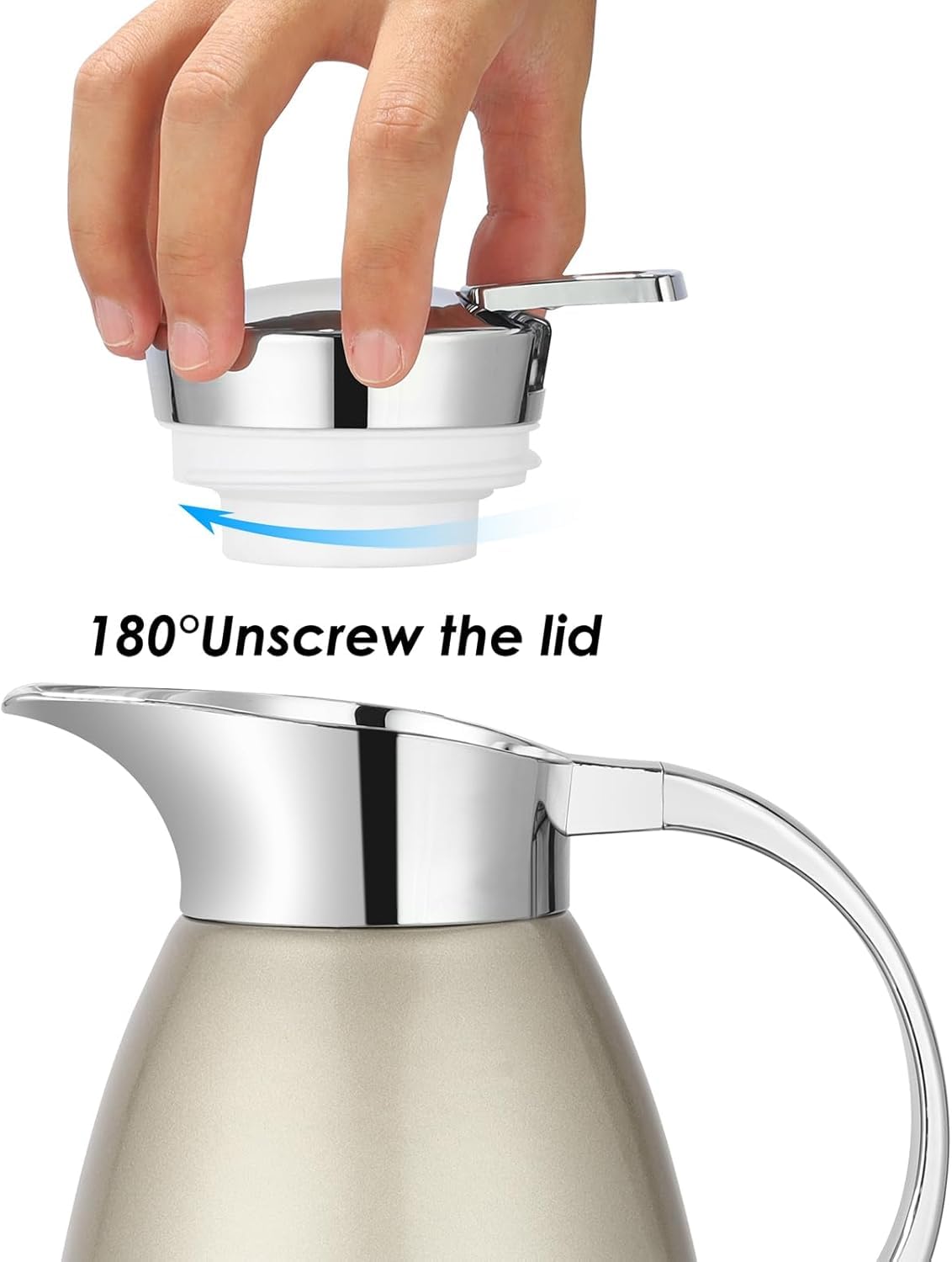Asiulalt 2.3L/ 78oz Stainless Steel Thermal Carafe, Coffee Carafe Jugs with Lid, Double Walled Vacuum Insulated Coffee Pot with Press Button Top for Coffee/Juice/Milk/Tea etc (Golden)