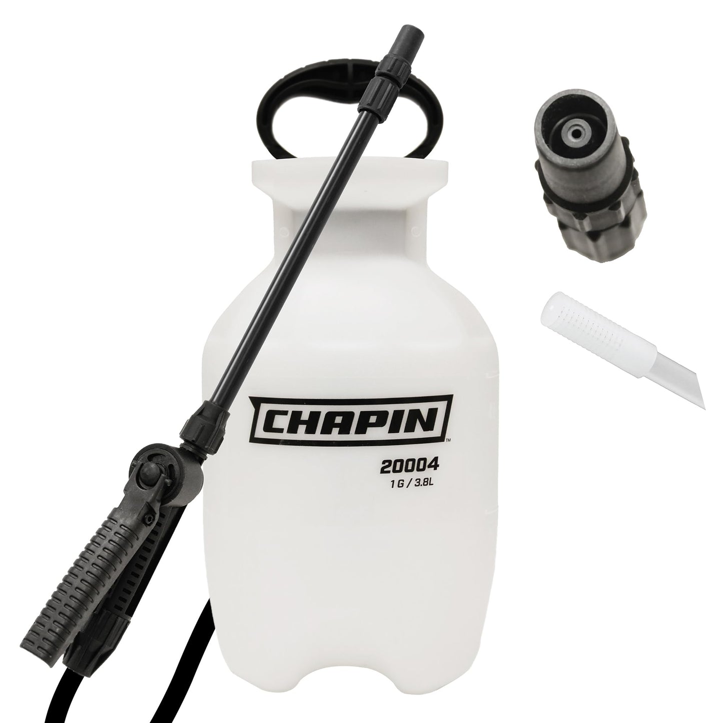 Chapin 20004 Sprayer Tank, Lawn and Garden, Hand Pump Pressured, Anti-Clog Filter, Adjustable Spray Nozzle, Spray Plants, Watering, Weeds, Fertilizer and Pests, White, 1 Gallon (4.5 Liters)