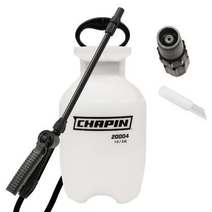 Chapin 20004 Sprayer Tank, Lawn and Garden, Hand Pump Pressured, Anti-Clog Filter, Adjustable Spray Nozzle, Spray Plants, Watering, Weeds, Fertilizer and Pests, White, 1 Gallon (4.5 Liters)