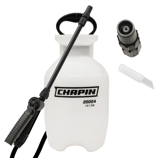 Chapin 20004 Sprayer Tank, Lawn and Garden, Hand Pump Pressured, Anti-Clog Filter, Adjustable Spray Nozzle, Spray Plants, Watering, Weeds, Fertilizer and Pests, White, 1 Gallon (4.5 Liters)