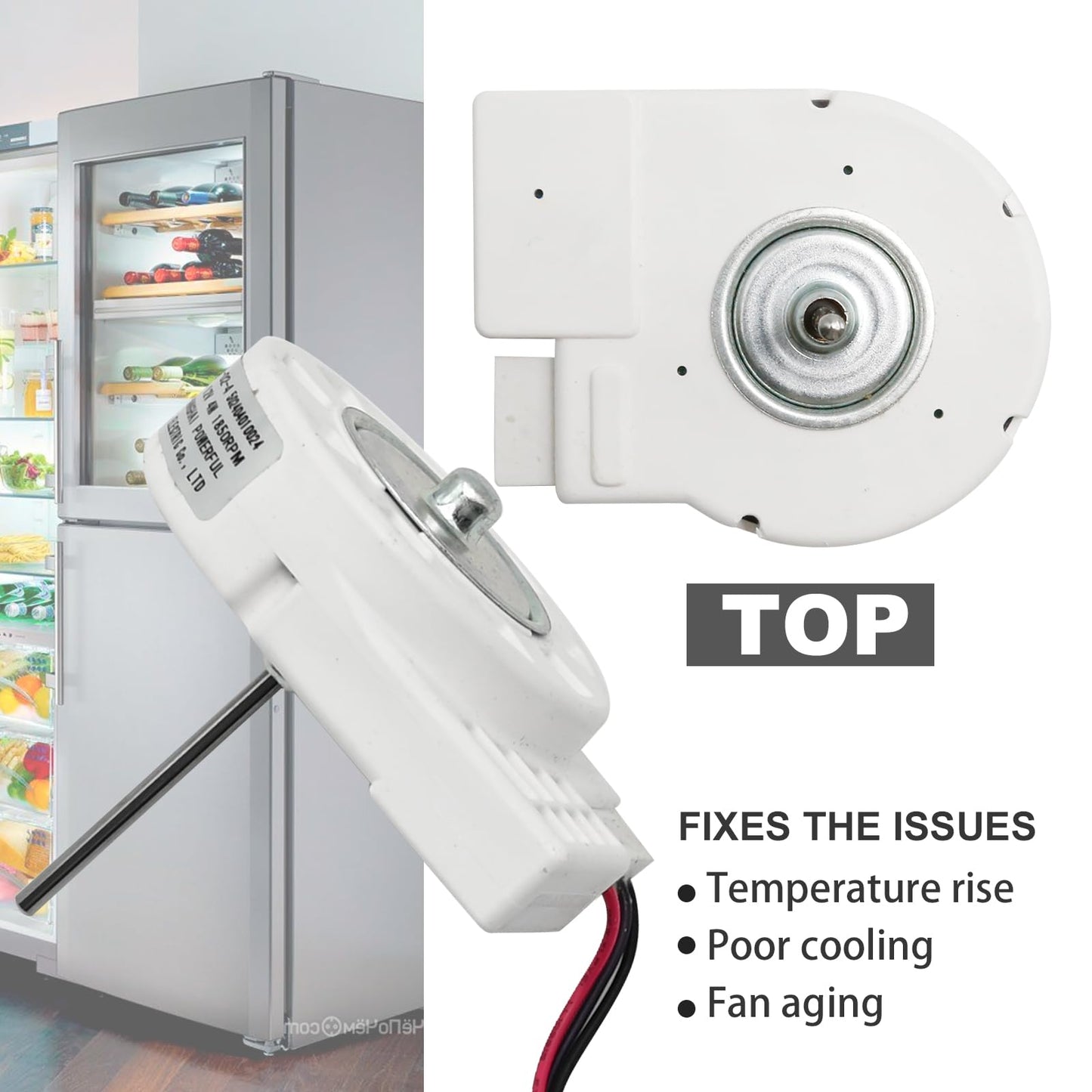 VIKKSAER 50240401000Q Refrigerator Fan, Motor ZWF-02-4 DC 12V 4W 2100RPM, Replaces 5304498691