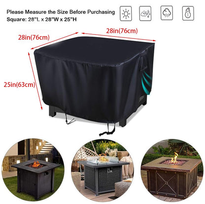 Aidetech Fire Pit Cover Square, 28 inch Waterproof Fire Pit Table Cover, Patio Gas Fireplace Covers - 28”L x 28”W x 25”H