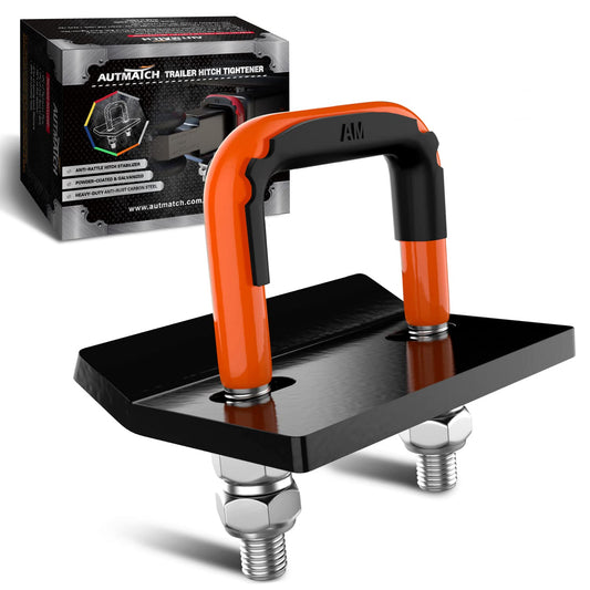 AUTMATCH Hitch Tightener Anti-Rattle Clamp, Heavy Duty Hitch Stabilizer for 1.25 and 2 inch Trailer Hitches, Rubber Isolator and Anti-Rust Double Coating Protective, Orange & Black