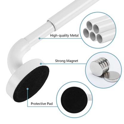 TYRON 2 Pack Magnetic Curtain Rod for Metal Doors Adjustable 18-30 Inch, 3/8 in. Diameter, French Door Magnetic Curtain Rods, Magnetic Cafe Curtain Rod(White)