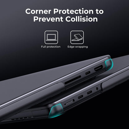 BlueSwan Matte Case for MacBook Pro 14 M5 2026 2025-2021 M4 M3 M2 M1 Pro/Max, Compatible A3434 A3401 A3112 A2992 A2918 A2779 A2442, Hard Shell Protective Cover, Space Black Clear