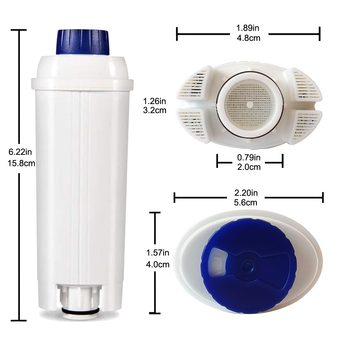 4 Pack DLSC002 Replacement Water Filter Compatible with Delonghi ECAM, Esam, ETAM, BCO, EC Automatic Espresso Coffee Maker Bean to Cup Filtre à eau