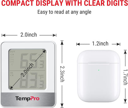ThermoPro Indoor Outdoor Thermometer Wireless TP200B, Thermometer Indoor Outdoor with Temperature Sensor Up to 500FT, Outdoor Thermometers for Patio Garden Cellar Home Room