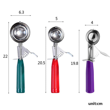 Cookie Scoops, Ice Cream Scoop Set, with Trigger, Kitchen Utensils, 3 Different Sizes, Small-Medium-Large, Baking Supplies, Meatball Maker Tool, Stainless Steel with Plastic Handles