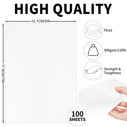 200 Sheets White Cards Blank - 5''x7'' White Card Stock 300gsm/110lb Thick Paper Cardstock, Heavy CardStock Blank for Wedding Invitations, Index Cards, Greeting, Note - PAP07300200