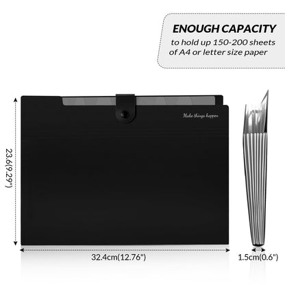 SKYDUE 8 Pockets Accordion File Organizer, Expanding File Folders, Portable Document Paper Organizer, A4 Letter Size, Snap Closure, Pack of 4