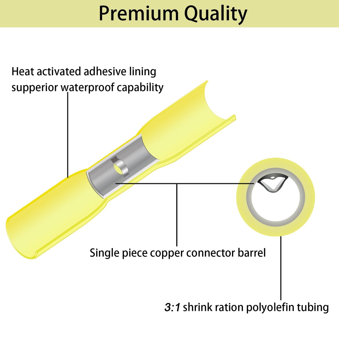Twippo 220Pcs But Terminal Connectors Waterproof Heat Shrink Wire Connectors Automotive Electrical Connector Terminals Kit Crimp Connectors (22-10 Gauge)