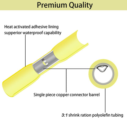 Twippo 220Pcs But Terminal Connectors Waterproof Heat Shrink Wire Connectors Automotive Electrical Connector Terminals Kit Crimp Connectors (22-10 Gauge)