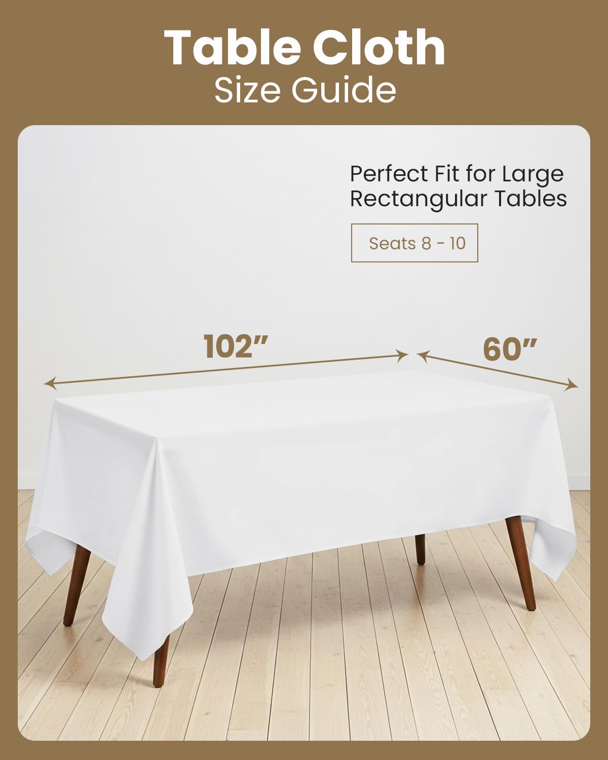 Utopia Kitchen White Rectangle Table Cloth 2 Pack [60x102 Inches] Nappe de Table Rectangulaire Machine Washable Polyester Table Cover for Dining, Picnic, Parties, Events, Weddings and Restaurants