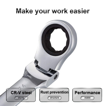 KATUR 24mm Ratcheting Wrench Set Flexible Pivoting Head Ratchet Combination Spanner Wrench Chrome Vanadium Steel Metric Tool (24mm)