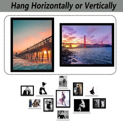 11x14 Picture Frame 2 Pack, Display Poster 8x10 with Mat or 11 x 14 Without Mat, Wall Gallery Photo Frames-Vertical or Horizontal Mounts & Ready to Hang,Photo Frames for Wall Mounting, Black
