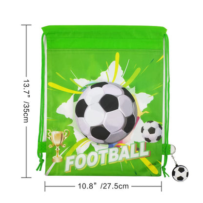 Minsing 12 Packs Soccer Drawstring Birthday Party Favor Goodie Bags, Sport Theme Party Supplies Bag, Gift Package with 12 Pendants