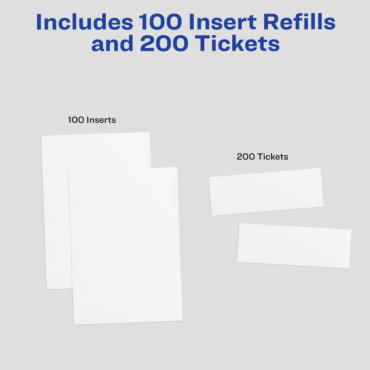 Avery Insert Refills and Blank Tickets for Vertical Name Badges, 6" x 4.25", 100 Name Tag Inserts and 200 Blank Tickets (8522)