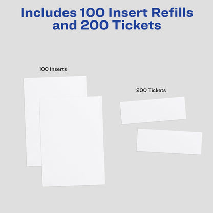 Avery Insert Refills and Blank Tickets for Vertical Name Badges, 6" x 4.25", 100 Name Tag Inserts and 200 Blank Tickets (8522)