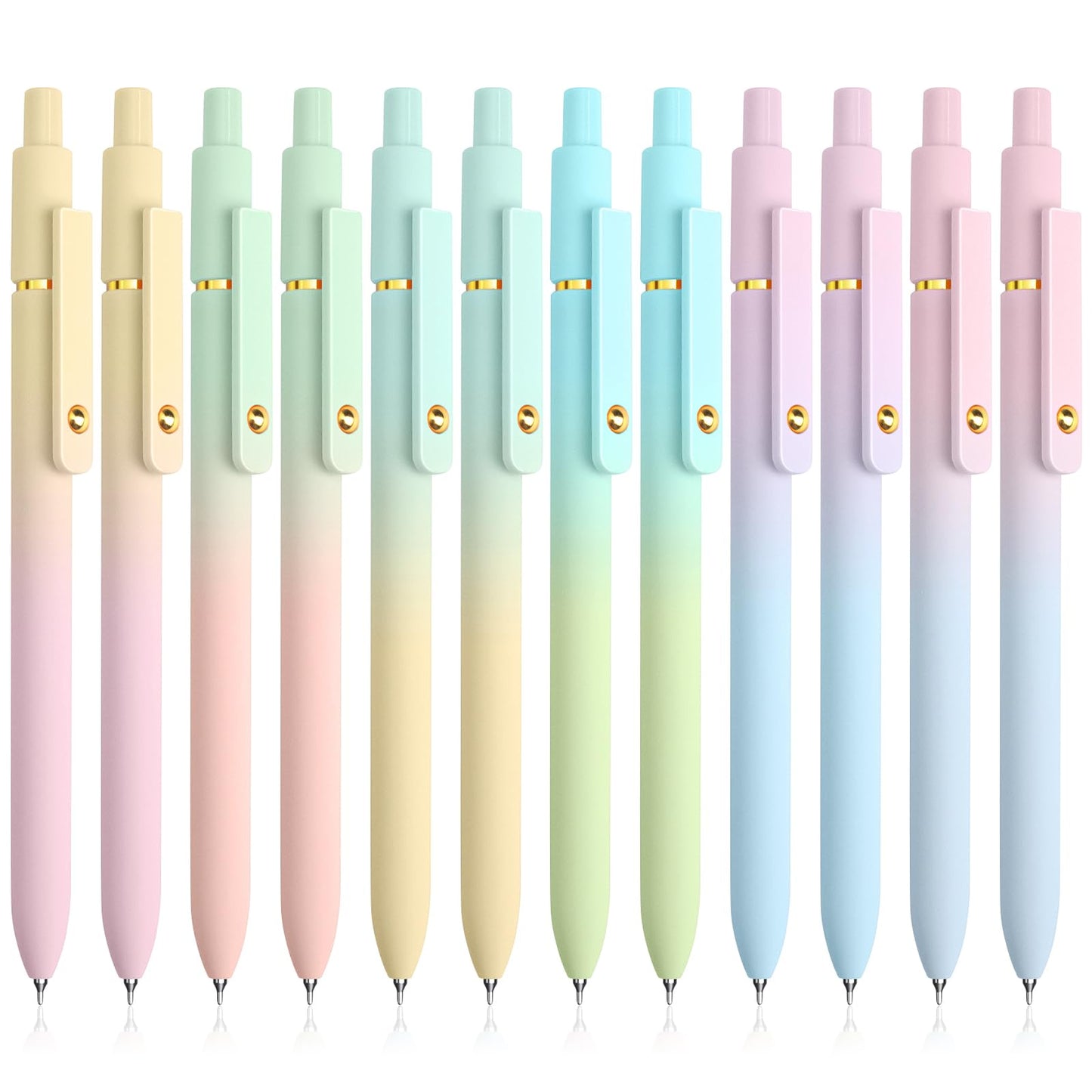 UIXJODO 12 Pcs Gel Pens 0.5mm Quick Dry Black Ink Pens Fine Point Smooth Writing Pens, Cute Office and School Supplies Gifts for Women Teacher Students (12 Pcs Ombre Gold)