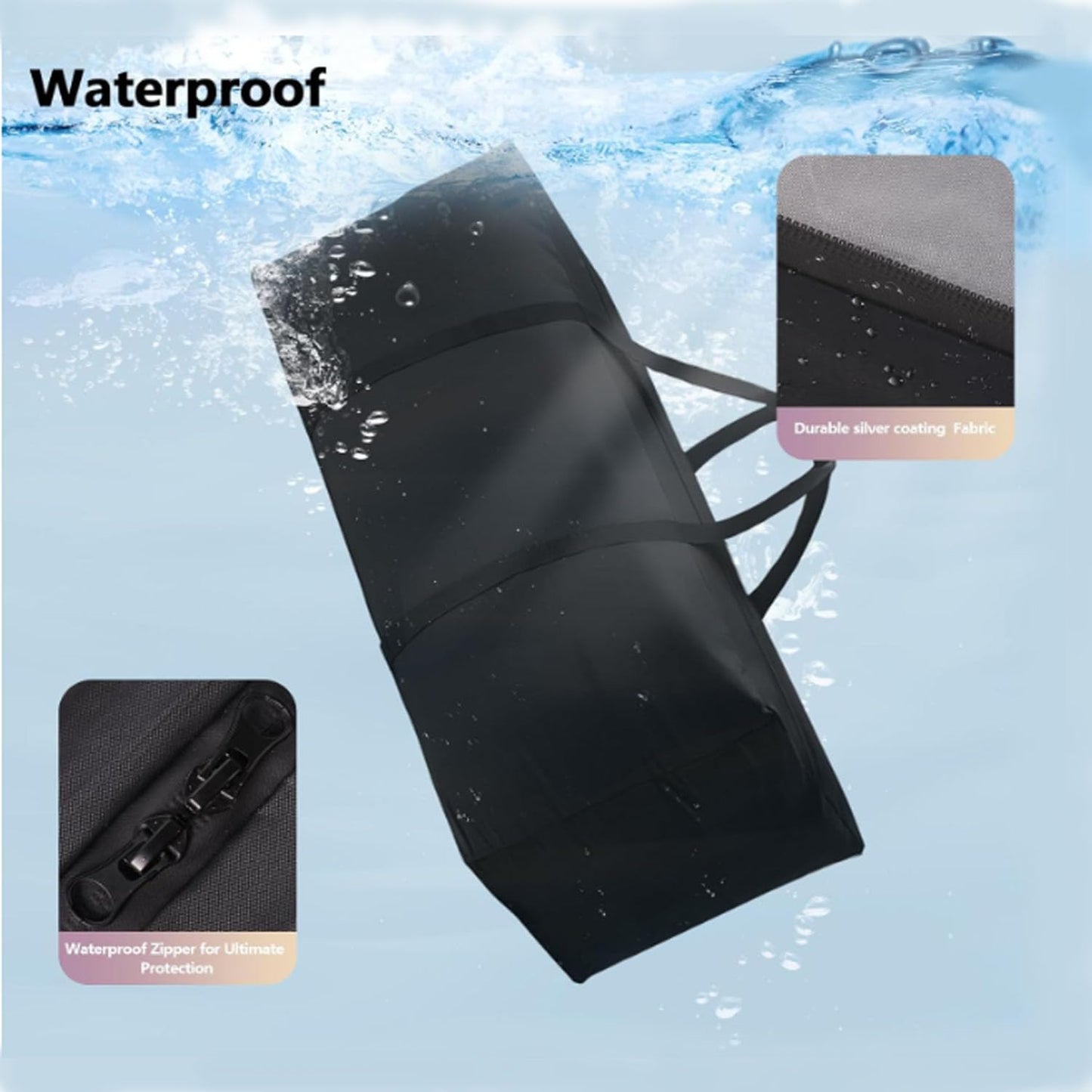 Black Waterproof and Dustproof Oxford Cloth Storage Bag (68x20x30 Inches), Outdoor Patio Cushion Storage Bag, Dustproof and UV-Resistant, Suitable for Christmas Trees and Home Use