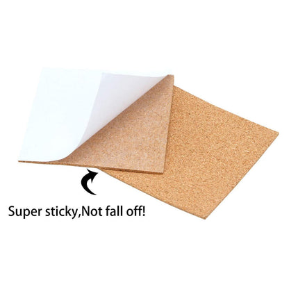 Self Adhesive Cork Squares, 100 PCS 4 x 4 Inch Strong Cork Adhesive Sheets, Reusable Cork Board Cork Backing Sheets, Mini Wall Cork Tiles Mat for Coasters and DIY Crafts
