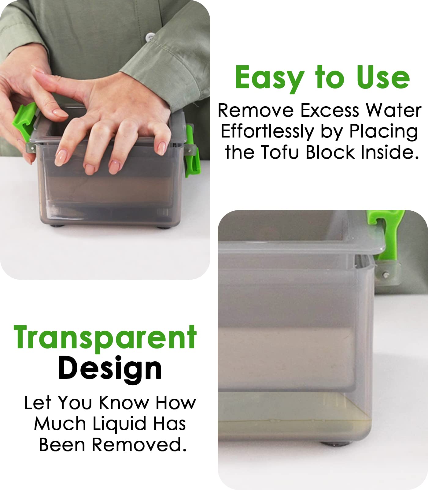 Tofu Press, Easily Remove Water from Tofu in 15-20 Minutes, Tofu Squeezer Dishwasher Safe, Tofu Drainer and Strainer, Paneer Maker BPA Free