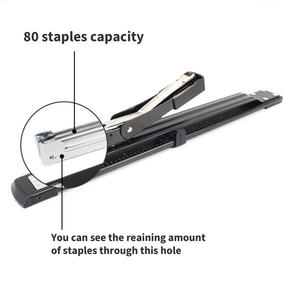 Deli Long Reach Stapler, Booklet Stapler with Jam Resistant, 25 Sheet Capacity, Long Arm Standard Stapler for Booklet, Book Binding, Art Journaling, Black, Gifts