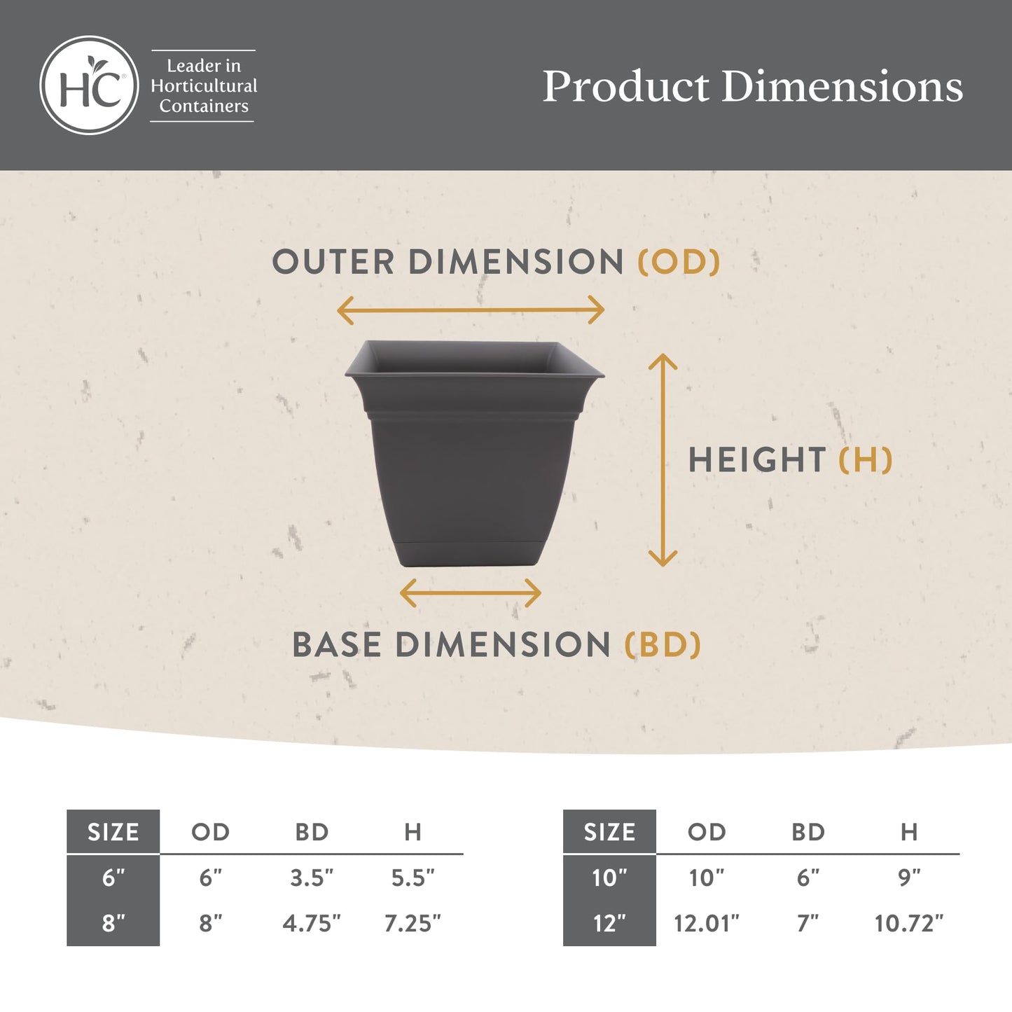 The HC Companies Eclipse Square Plastic Planter w/Attached Saucer - Outdoor & Indoor Plant Pot with Drainage Holes - Lightweight, UV-Resistant Plastic Pots for Plants (8" Red, Pack of 4)