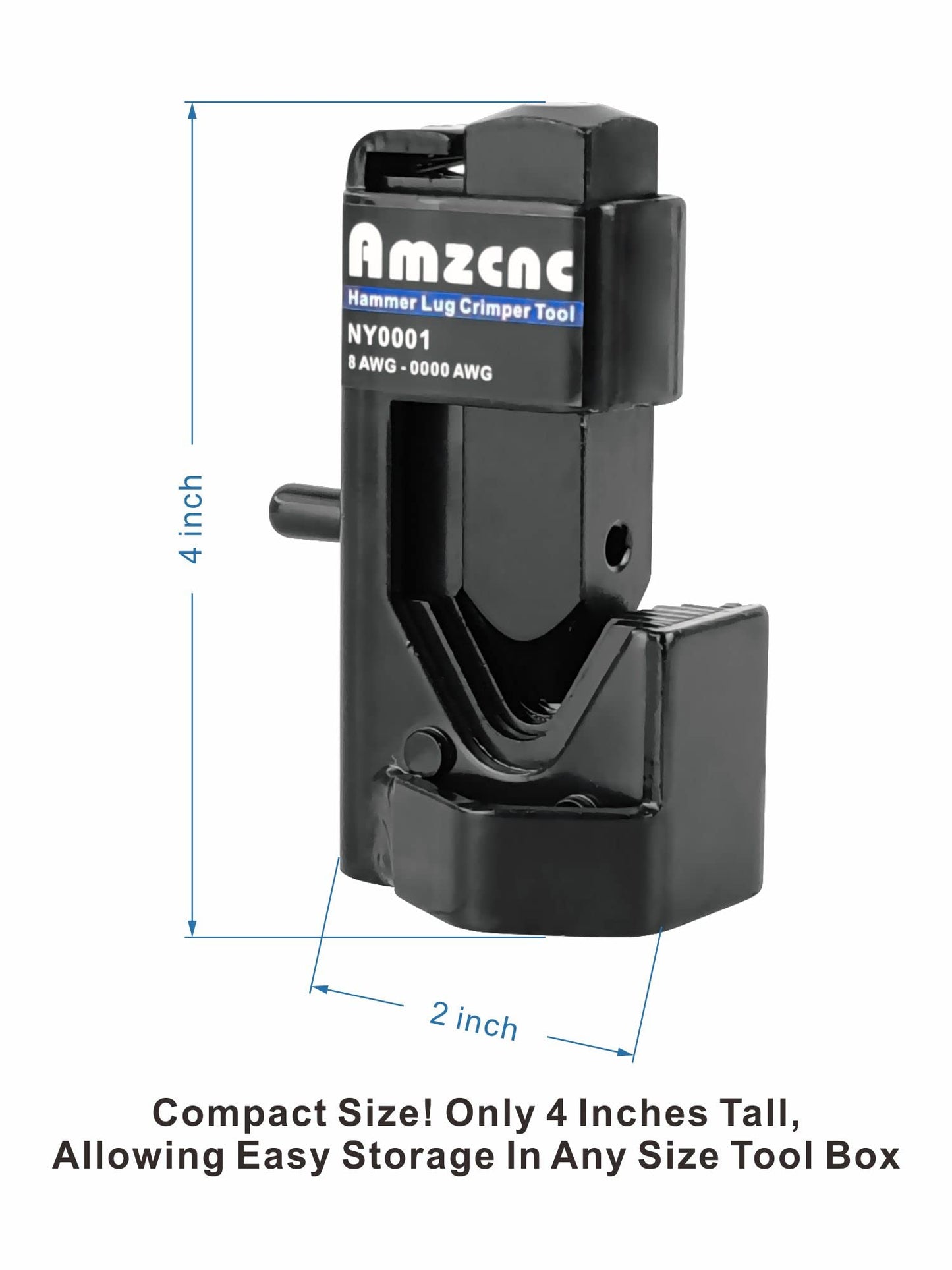 AMZCNC Hammer Lug Crimper Tool for 8 AWG - 0000 AWG Battery and Welding Cables(Crimps Battery and Welding Cables 8 AWG to 4/0 Wire Gauge)