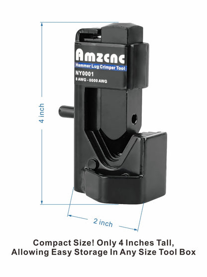 AMZCNC Hammer Lug Crimper Tool for 8 AWG - 0000 AWG Battery and Welding Cables(Crimps Battery and Welding Cables 8 AWG to 4/0 Wire Gauge)