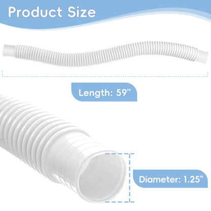 Replacement Pool Hoses for Above Ground Pools 1 1/4, 59" Long Above Ground Pool Hoses (White, 4 Pcs)