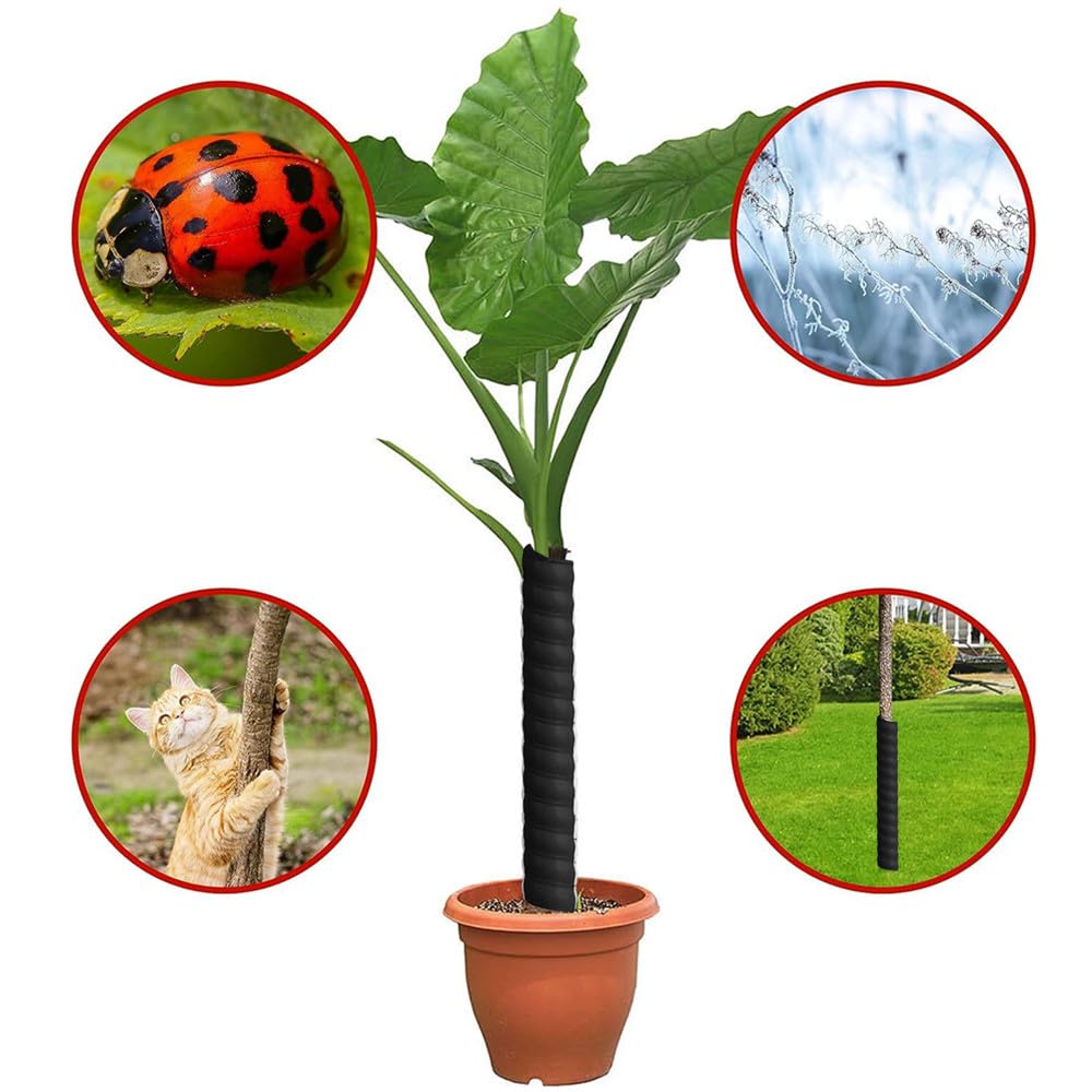 Tree Trunk Protector 6 Pcs Plastic Spiral Guard Tree Bark Protector,Granmagazz Spiral Plastic Tree Guards Durable Tree Wrap to Protect Saplings Plants from Deer Rabbit Cats Rodents, 2 Size Black