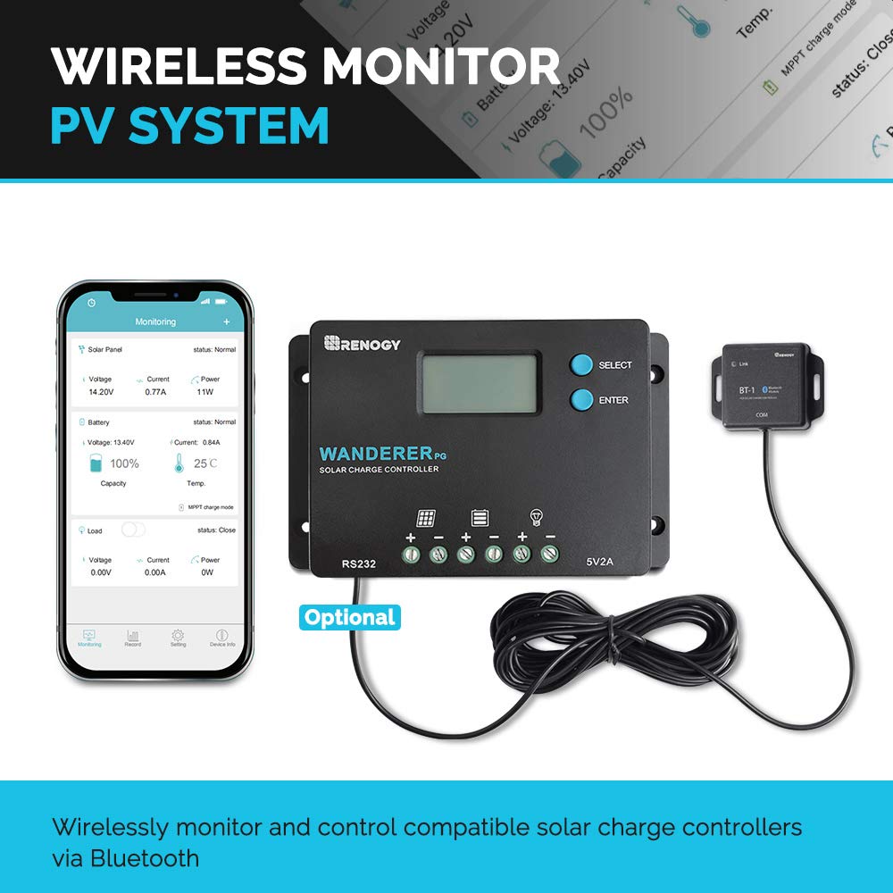 Renogy 10A Wanderer PG PWM Charge Controller, Positive Ground