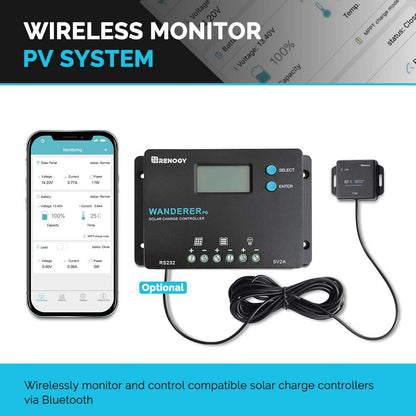 Renogy 10A Wanderer PG PWM Charge Controller, Positive Ground
