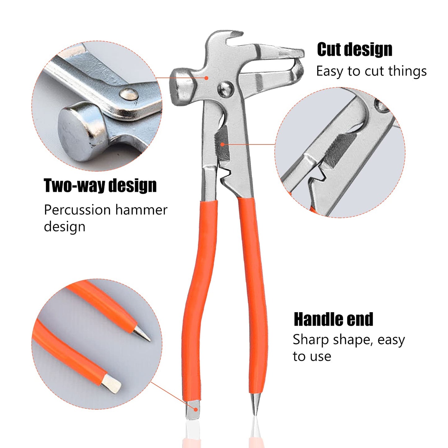 Vkinman Wheel Weight Hammer Pliers, Balancing Weights, Tire Weight Removal Tool for Auto Car SUV Off-Road Pickup Truck(Orange)