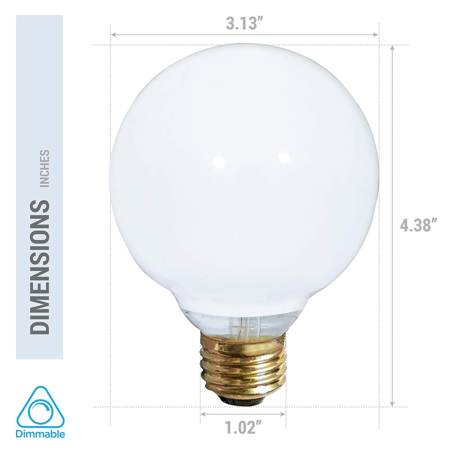 (4 Pack) G25 Incandescent Incandescent Light Bulb 2700K Soft Light, Decorative Globe Light Bulbs,E26 Medium Base, Perfect for Pendant Bathroom/Vanity Mirror Makeup, Dimmable. (White-Finish, 25-Watt)