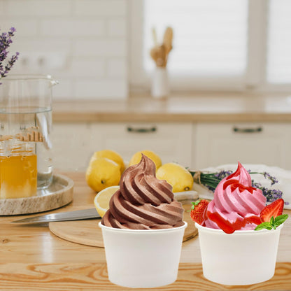 CEZOOWYEX 75 Pack Paper Food Containers with Lids, 8 Oz Cardboard Ice Cream Portion Cups, Reusable To Go Hot Dessert Bowls for Christmas Thanksgiving Gathering, White