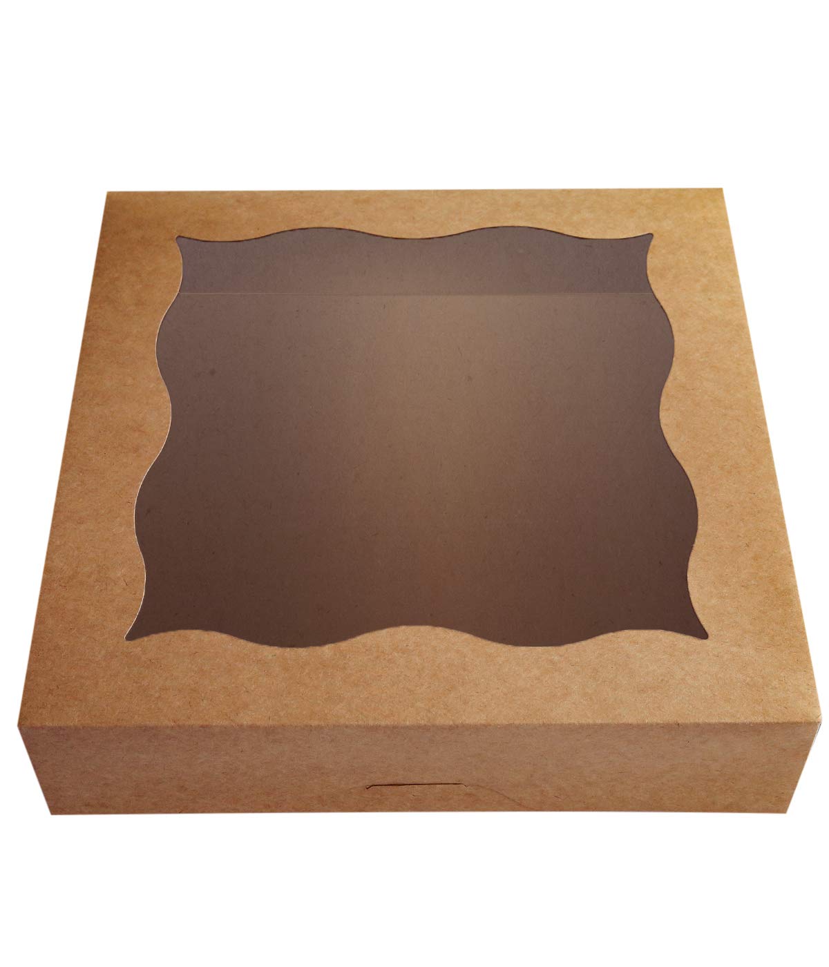 12x12x3inch Brown Bakery Boxes with PVC Window for Pie and Cookies Boxes Large Natural Kraft Paper Box, Pack of 12