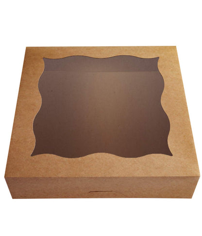 12x12x3inch Brown Bakery Boxes with PVC Window for Pie and Cookies Boxes Large Natural Kraft Paper Box, Pack of 12