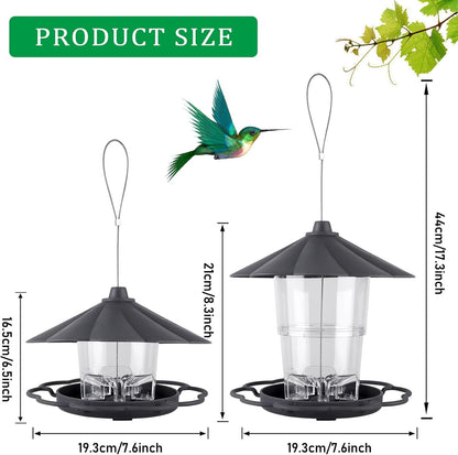 Bird Feeders for Outdoors, Hanging Bird Feeder, Transparent Feeding Station for All Year Rooms, Grey