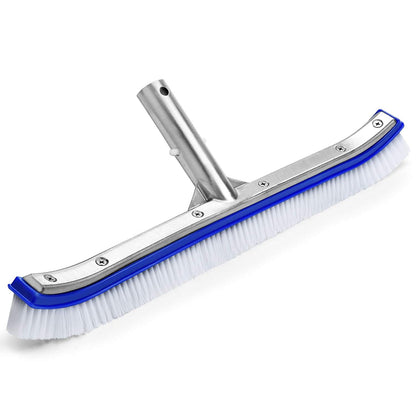 VABNEER Swimming Pool Brush 18 inches Durable Plastic Brush Head with Aluminium Handle and Enhanced Aluminium Back for Swimming Pool, Pond, Spa, Hot Spring, Tubs, Walls, Tile, Floors (Blue