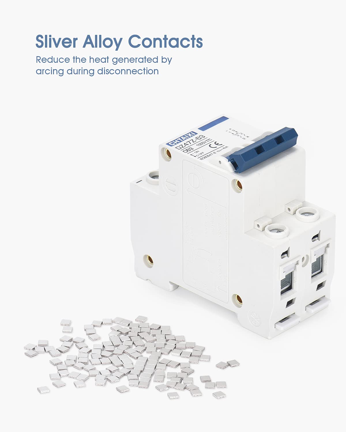 DC Miniature Circuit Breaker, 2 Poles 1000V 63 Amp Isolator for Solar PV System, Thermal Magnetic Trip, DIN Rail Mount, Chtaixi Mini Breaker C63