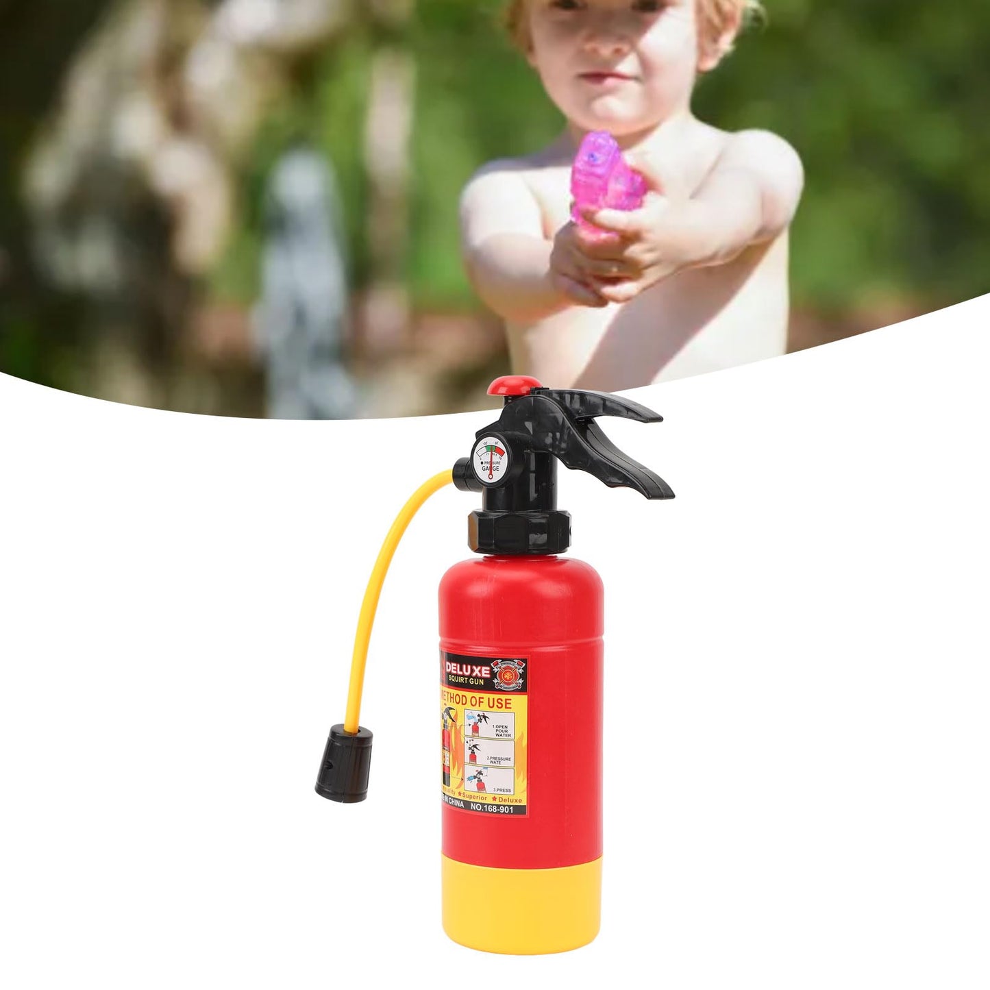 Refillable Water Toy, Plastic Extinguisher Long Spray Distance with Extra Water Storage Spacefor Kids