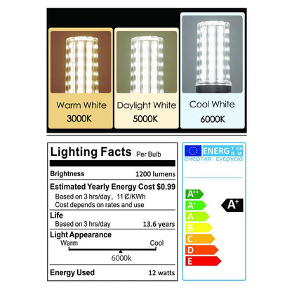 LED Light Bulb,100 Watt Equivalent 1200lm LED Bulb, 6000K Daylight LED Corn Light Bulb,12W Non-Dimmable LED Bulbs, E26/E27 Medium Base Ceiling Fan LED Corn Light Bulbs,4-Pack