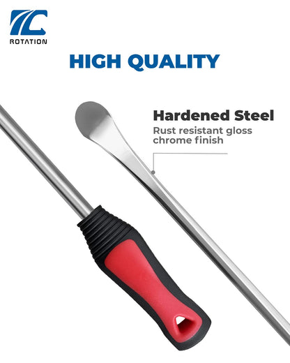 ROTATION 14.5" Steel Tire Spoons Tool Set, 6-Piece Tire Iron Kit, Professional Tire Removal Tools for Motorcycle Dirt Bike Scooter, Include 3 Tire Spoons, 2 Rim Protector, 1 Valve Tool, 6 Valve Cores