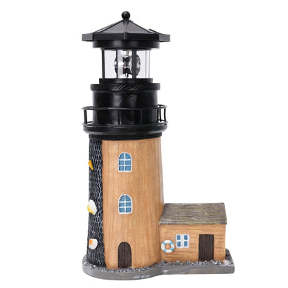 Solar Lighthouse with Rotating Beacon, 30CM Outdoor Lighthouse Garden Decor, Waterproof Statue Light House Lamp for Yard, Lawn, Patio Gifts