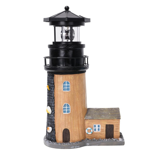 Solar Lighthouse with Rotating Beacon, 30CM Outdoor Lighthouse Garden Decor, Waterproof Statue Light House Lamp for Yard, Lawn, Patio Gifts