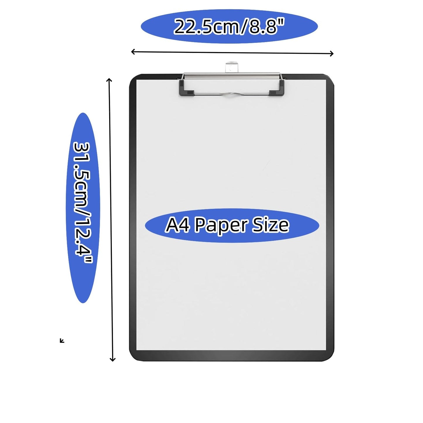 Plastic Clipboards, [Pack of 10] A4 Clipboard Folder with Secure Hold for Office & Classroom Supplies - Black