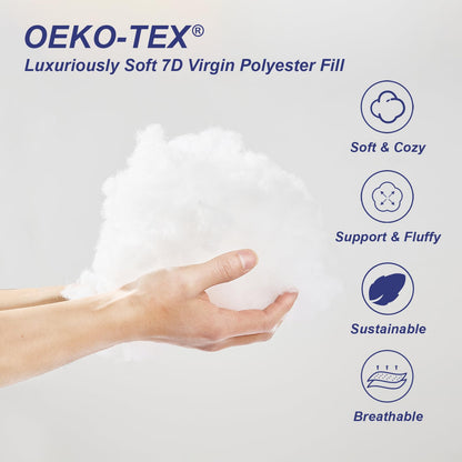 Wuuyuef 18x18 Pillow Inserts Set of 2, Hypoallergenic Machine Washable Fluffy Microfiber Cushions, Premium Soft Throw Pillow Stuffer for Couch, Sofa – White