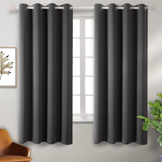 BGment Blackout Curtains 2 Panels for Bedroom - Black Out Curtains 63 Inches Long Window Room Darkening Grommet Thermal Insulated Curtains, 52 Inch Wide Each, Dark Grey